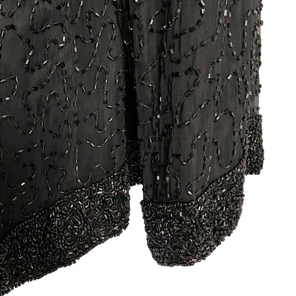 Laurence Kazar New York Black Beaded Silk Jacket Women's XL - Picture 5 of 13